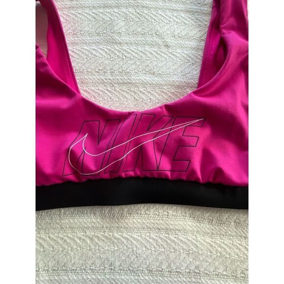Nike Women's SMALL PINK Logo Scoop Neck Bikini Top - Picture 2 of 10